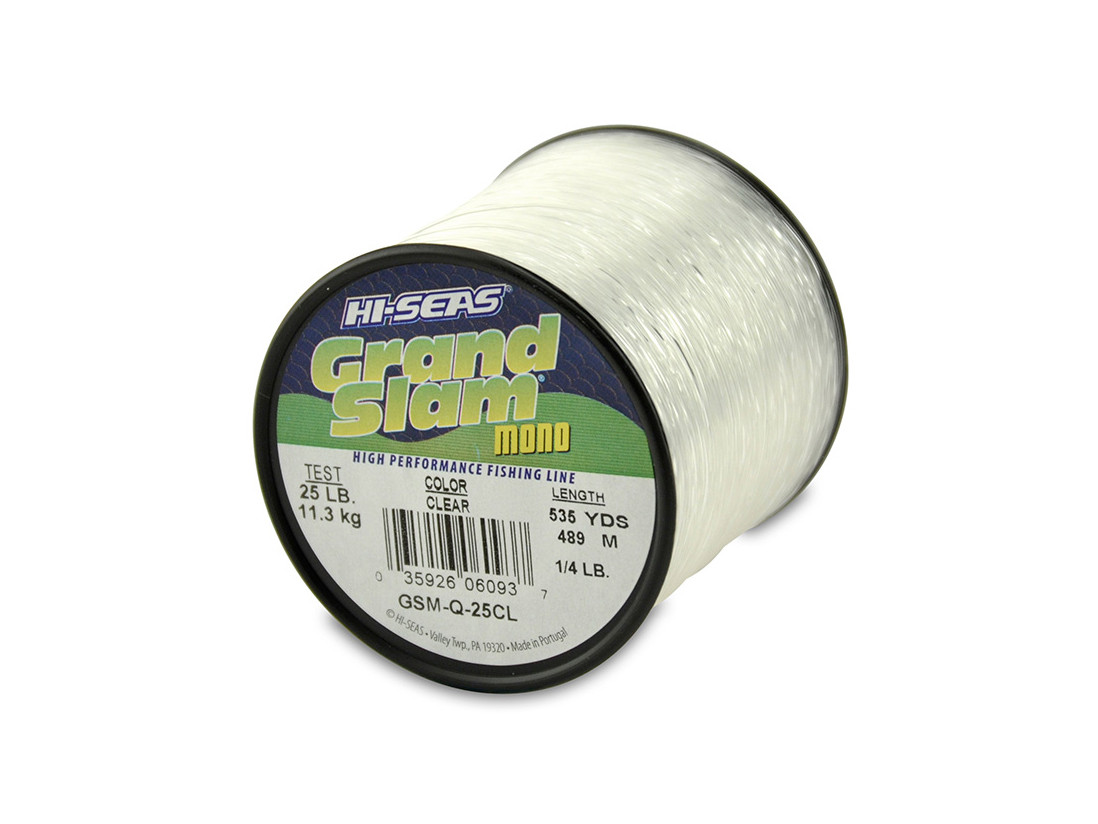 HI-SEAS Grand Slam Monofilament Fishing Line - Strong & Abrasion Resistant  in Clear, Pink, Green, Smoke Blue, Fluorescent Yellow Freshwater &  Saltwater - 1 lb Spool 25 Lb Test, 0.50 Mm Dia, 2140 Yd Green