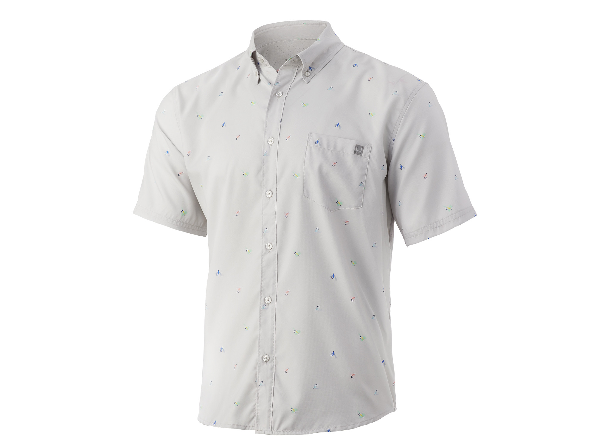 HUK Men's Standard Teaser Short Sleeve Fishing Button Down Shirt +UPF,  Cross-Dye-Blue Fog, Small : : Clothing, Shoes & Accessories