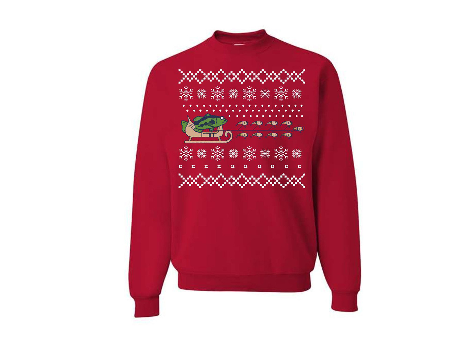 Funny Fishing Ugly Christmas Sweater Merry Fishmas Holiday 