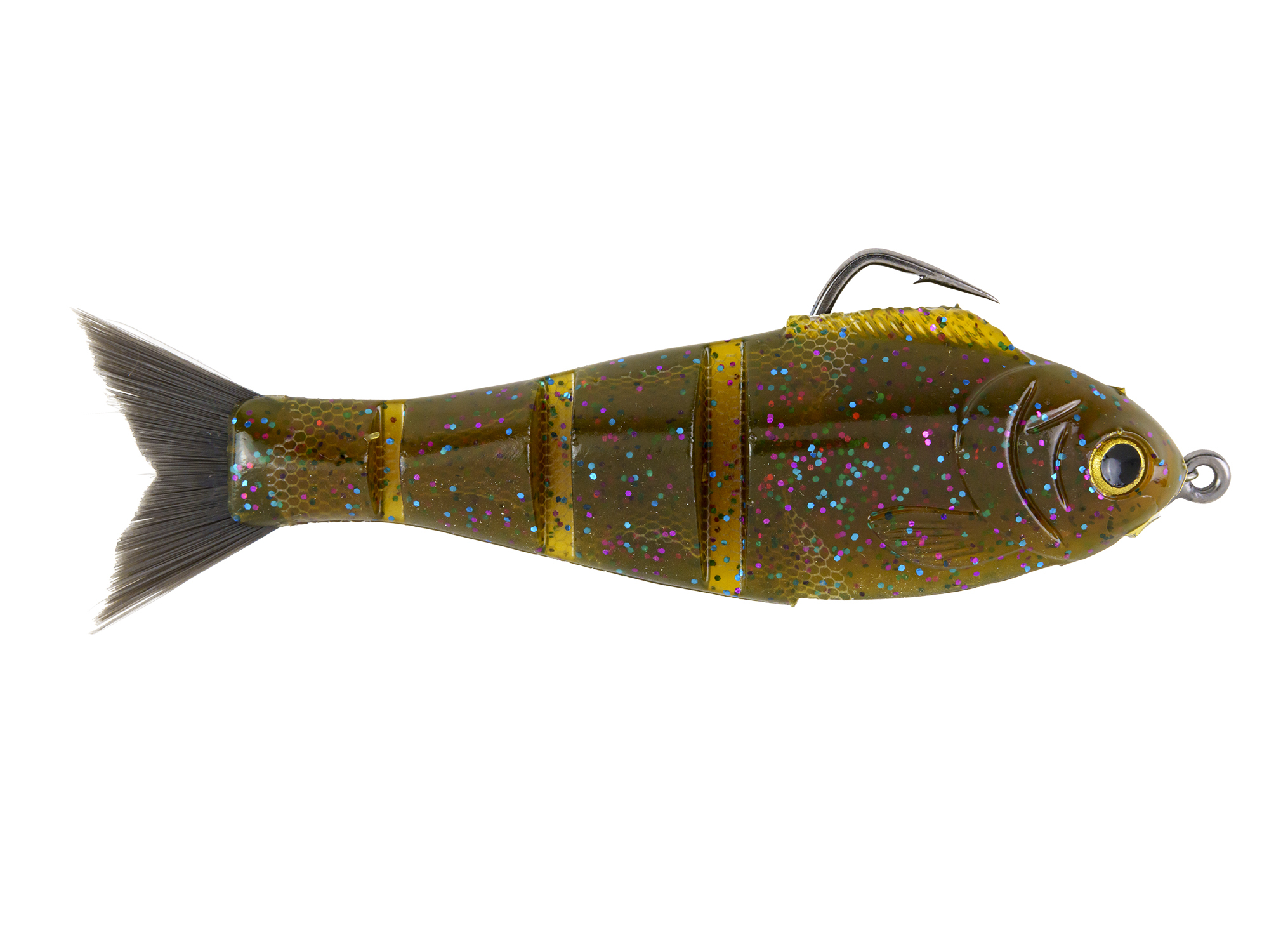 Catch Co. Mike Bucca's Weedless Baby Bull Shad - Green Pumpkin Blue Gill